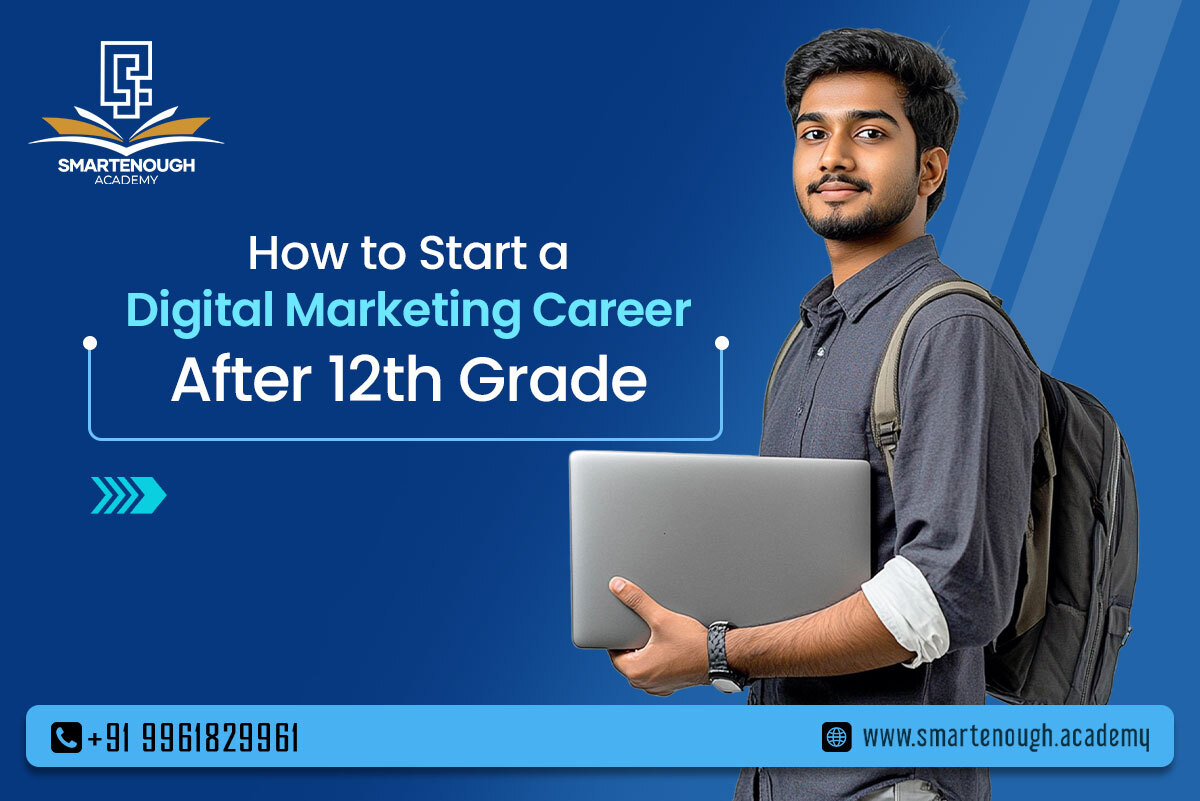 Student learning digital marketing after 12th grade at a digital marketing academy in Palakkad